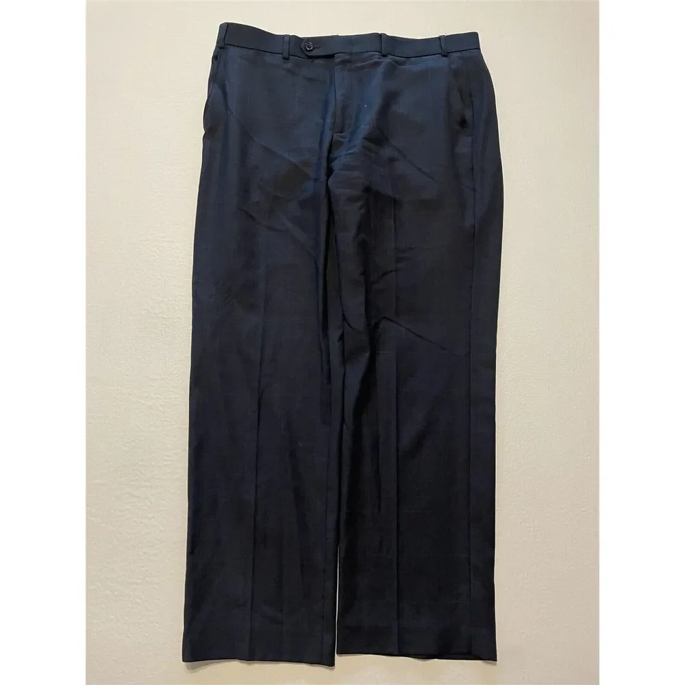 Lauren Ralph Lauren 36 x 30 Dark Gray Windowpane 100% Wool Dress Pants Trousers